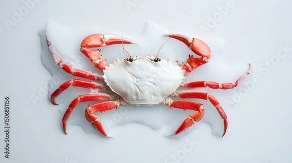 Fototapeta Ancient Fossilized Snow Crab Embedded in Ice - High-Quality Stock Photo for Nature and Marine Life Themes