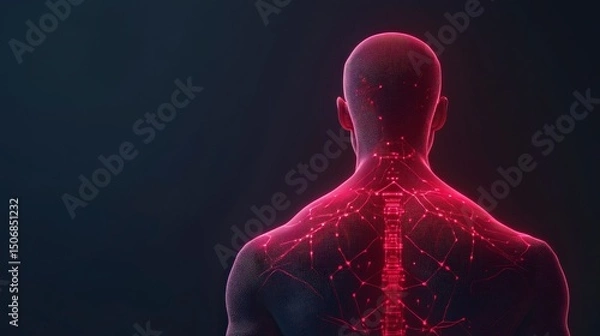 Fototapeta Futuristic Abstract Composition of a Bodysuit with Neon Patterns and Technology Elements