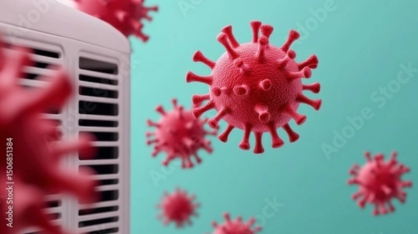 Fototapeta 3D Abstract Rendering of Airborne Medical Particles with a Modern Aesthetic for Educational and Creative Use