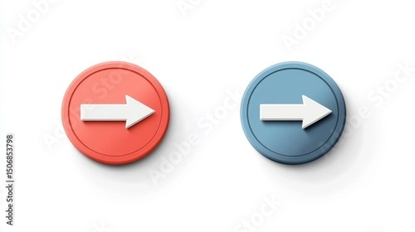 Obraz Modern Navigation Buttons with Arrow Icons: Next, Previous, and Back Labels for Banners and Slides