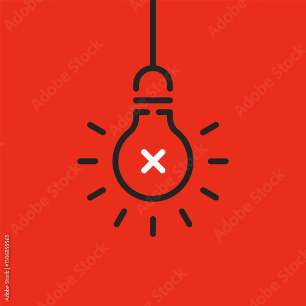 Obraz hanging light bulb with cross like blackout