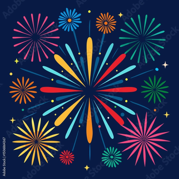 Fototapeta Collection festive fireworks of the various colors arrangments 