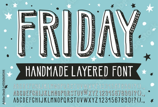 Fototapeta Friday Font. Playful Handwritten Script Typeface with Cheerful and Artistic Vibe. Perfect for Lettering, Posters, Social Media, and Creative Projects. Vector Illustration.