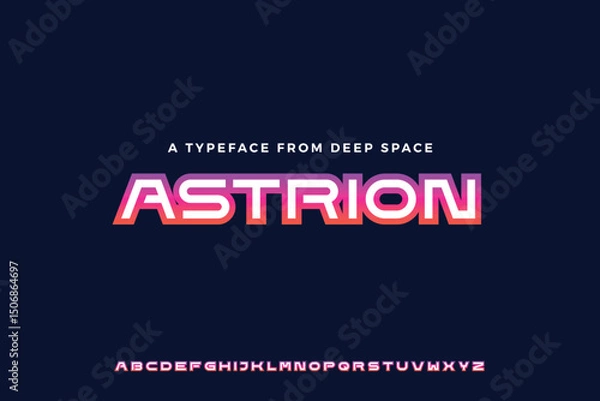 Fototapeta Astrion Font. Futuristic Tech Typeface. Set of Modern Geometric Latin Capital Letters. Perfect for Logos and Branding. Vector Illustration.