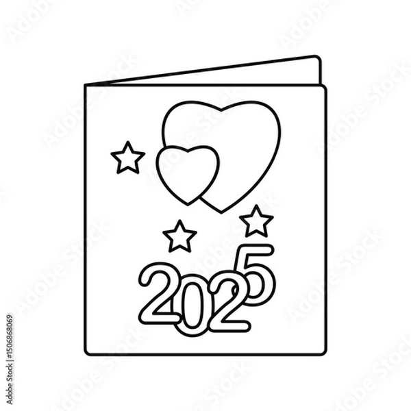 Fototapeta greeting card lineal icon with white background vector stock illustration