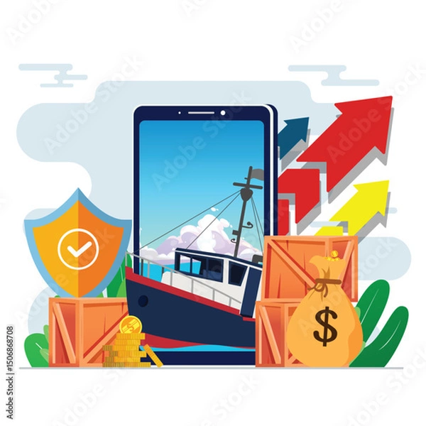 Fototapeta Export Import Platform for Shipping