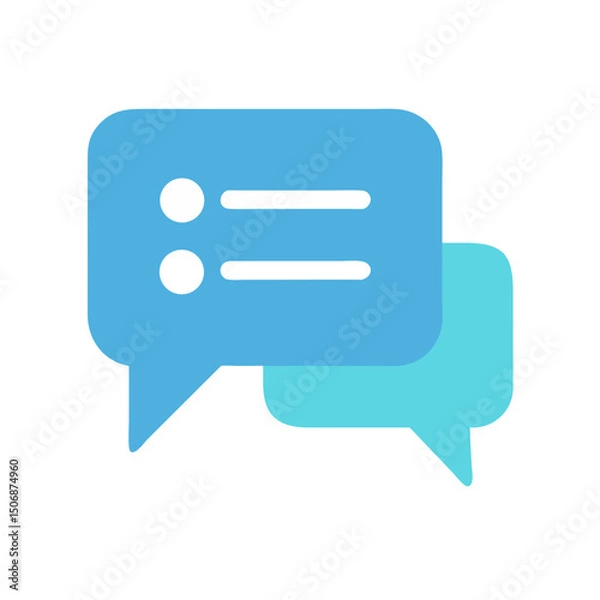 Fototapeta Simple light blue flat message icon on White Background
