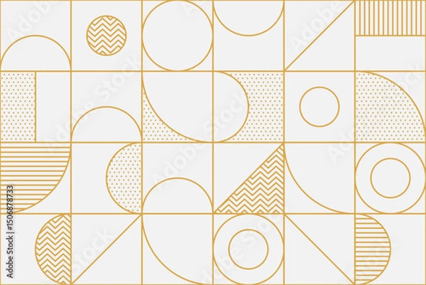 Fototapeta Abstract composition with gold geometric shapes and decorative patterns forming a seamless luxurious background design