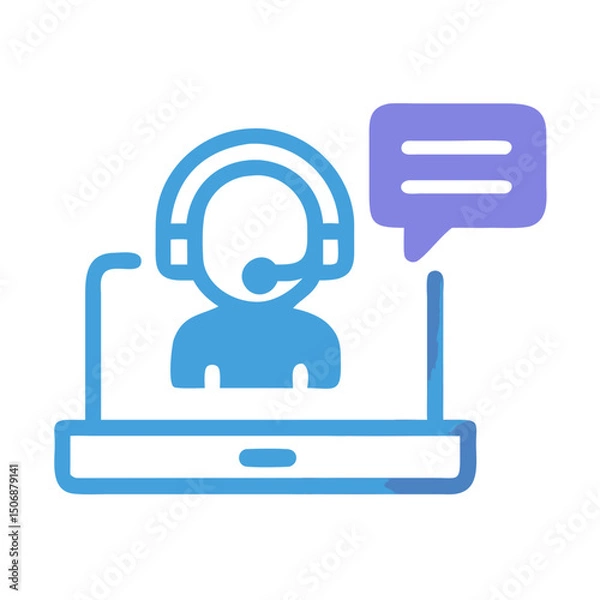 Fototapeta Flat vector icon showing customer service support online assistance