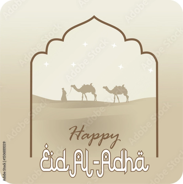 Fototapeta Eid al-Adha Celebration. Eid al-Adha greeting card. Can be used for cards, posters, websites, flyers. Vector illustration.