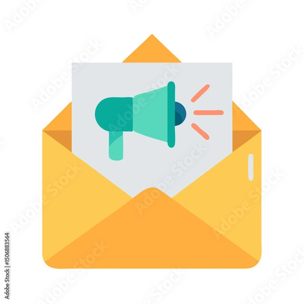 Fototapeta Email marketing campaign with announcement megaphone and notification alerts