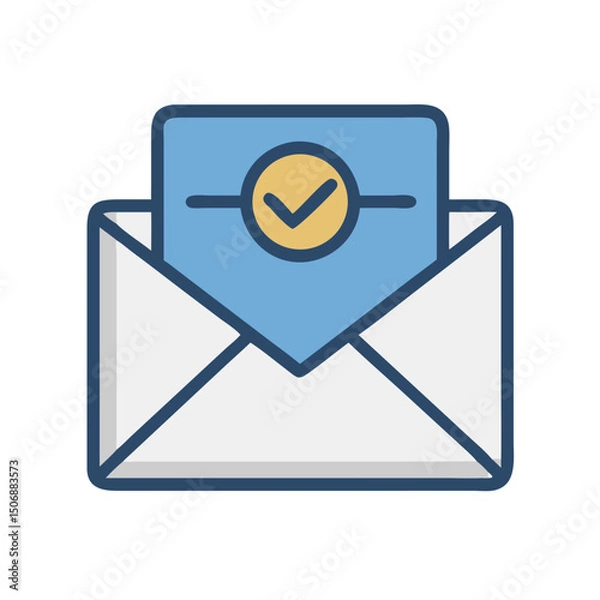 Fototapeta Received email confirmation icon in flat design style