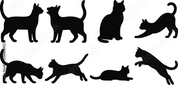 Obraz Cat Silhouette Vector Icon Set