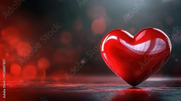 Obraz Red heart, romantic bokeh background, love, Valentine's Day card