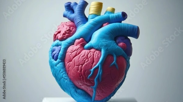 Obraz Colorful anatomical heart model studio shot, medical education