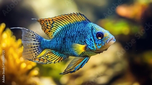 Fototapeta Underwater fish display unique adaptations and behaviors that allow them to thrive, including specialized hunting techniques and a deep connection with the aquatic ecosystem