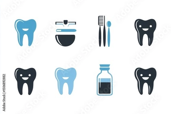 Obraz set of tooth icons