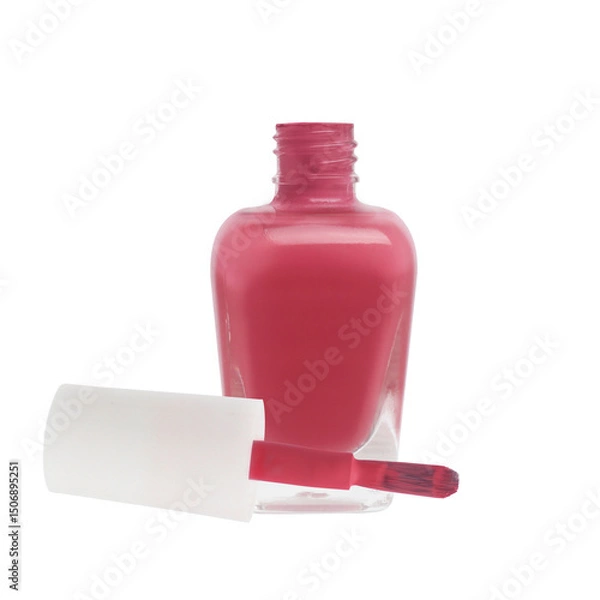 Fototapeta Open Pink Nail Polish Bottle on transparent background png