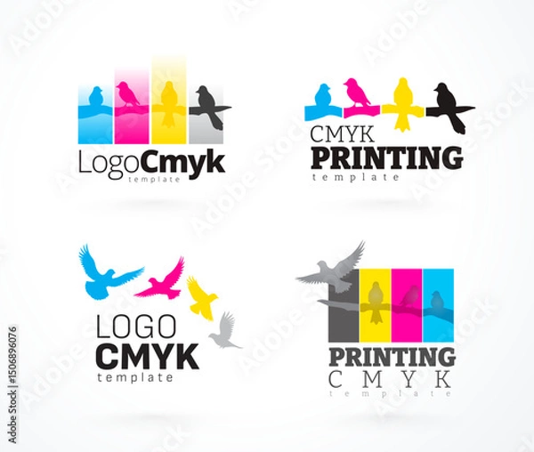 Obraz Set Logo CMYK Print theme. The birds. Template design vector.