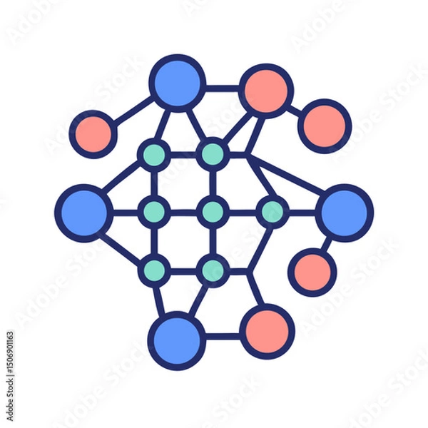 Obraz Abstract network illustration with connected nodes on White Background