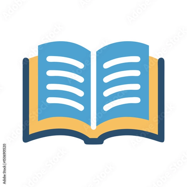 Fototapeta Open book graphic illustration with simulated text on pages
