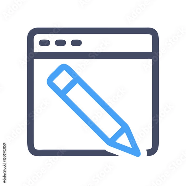 Fototapeta Web page with pencil icon for editing content