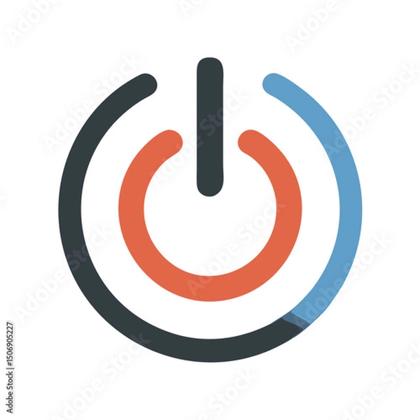 Fototapeta Modern power button icon with layered colorful graphic design