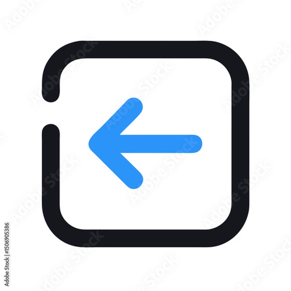 Fototapeta Simple back arrow icon within a dark square frame