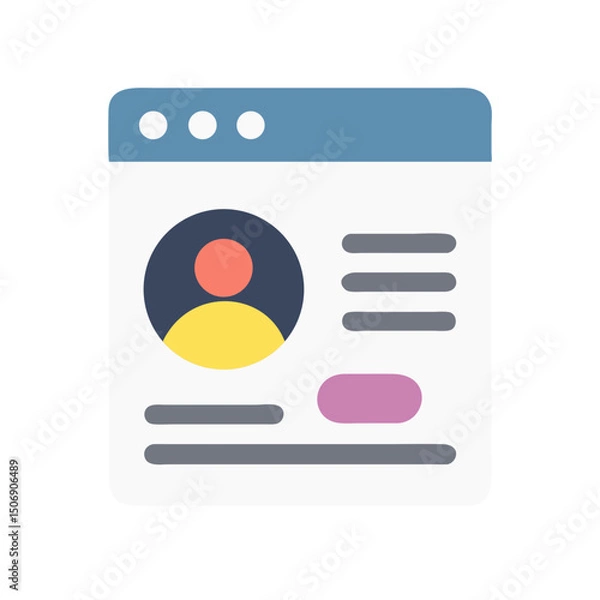 Fototapeta Simple user profile interface in browser window icon