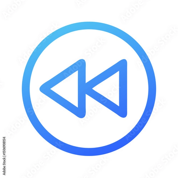 Fototapeta Blue rewind button icon inside circle against White Background