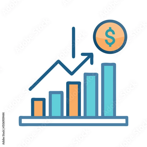 Fototapeta Rising Chart with Dollar Symbol Represents Financial Success