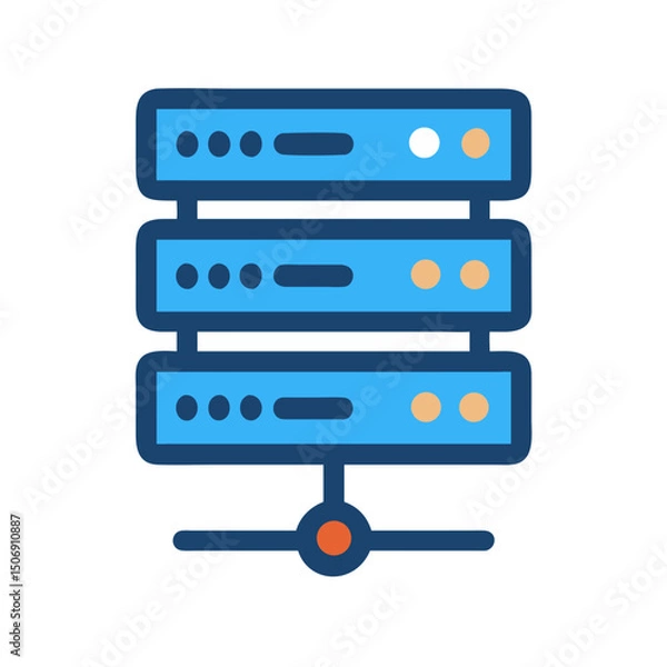 Fototapeta Stylized data server stack with lights on a White Background
