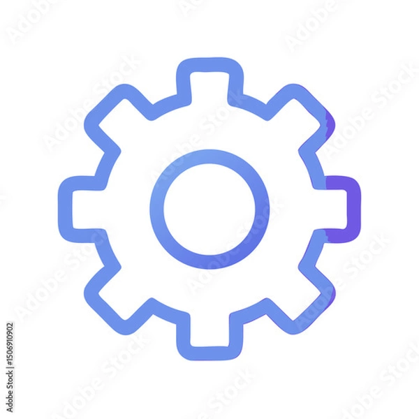 Fototapeta Stylized gear icon on White Background for settings concepts