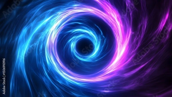 Fototapeta Abstract background with blue and purple glowing lines, creating an elegant swirling effect on a dark backdrop. The colorful lights create dynamic curves