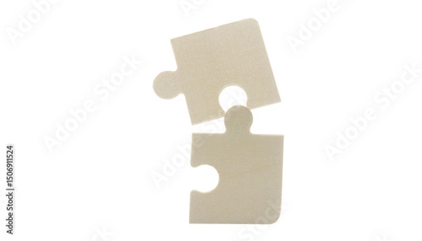 Fototapeta Puzzle pieces interlocking in a minimalist setting abstract concept studio environment close-up view