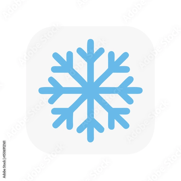 Fototapeta Flat design snowflake icon on white rounded square background