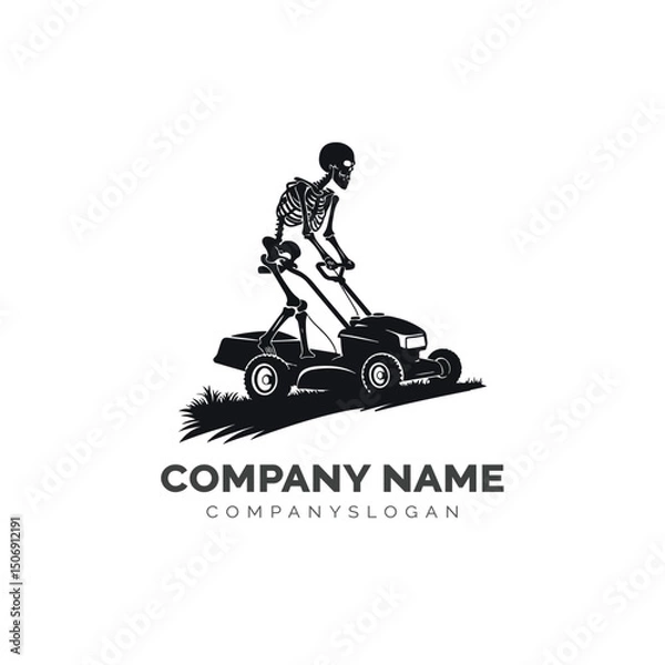 Obraz Skeleton lawn care logo design, vector illustration