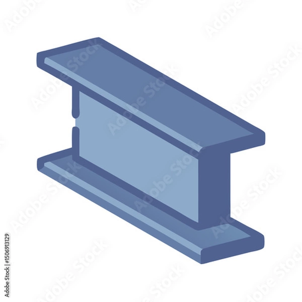 Fototapeta Isometric illustration of a single steel I-beam structure