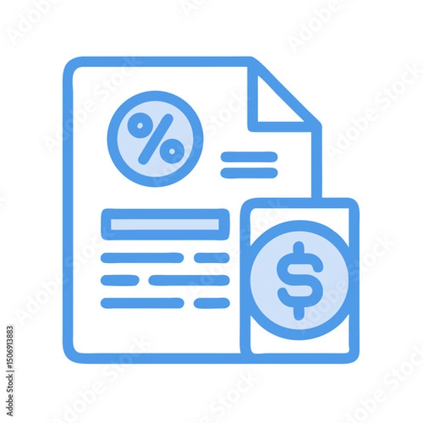 Fototapeta Financial document with percentage sign and dollar coin icon