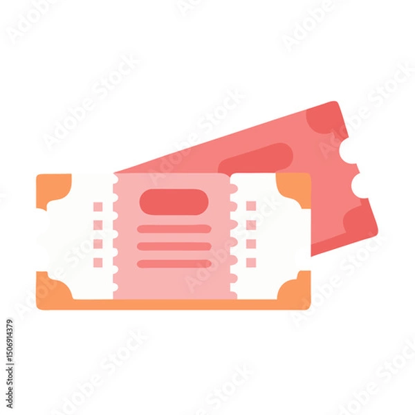 Fototapeta Two graphic tickets in pink on White Background
