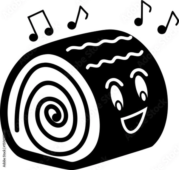 Fototapeta Happy dessert character with musical notes, representing joy and sweetness