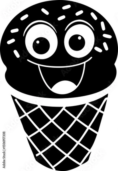 Fototapeta Cute ice cream character with joyful expression, perfect for children themes
