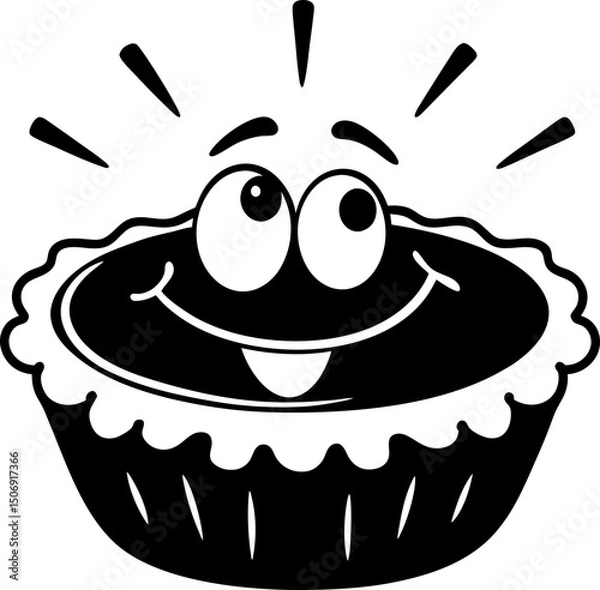 Fototapeta Happy dessert character with smiling face and big eyes, representing joy and sweetness