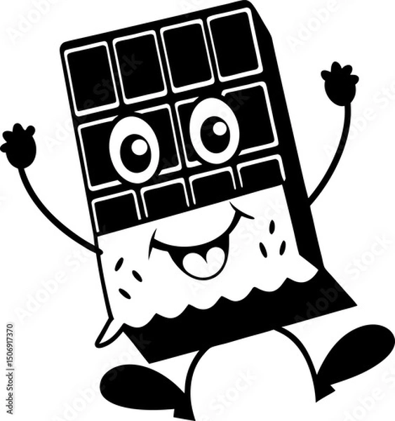 Fototapeta Cute chocolate character with smiling face and playful expression, perfect for dessert themes