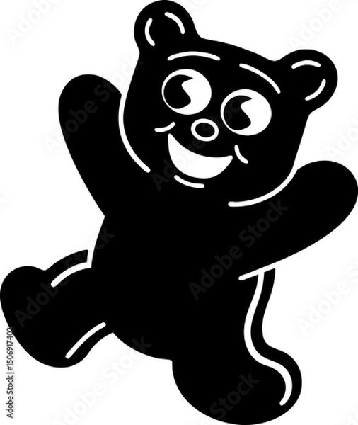 Fototapeta Happy cartoon bear character with playful expression, perfect for children themes
