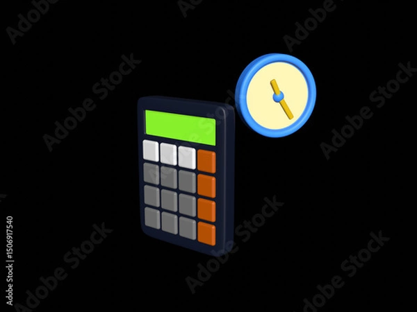 Fototapeta Counting money. Financial management. Counting the budget, cash savings, taxes. Calculator and coins, percentages. Isolated 3d object on a transparent background