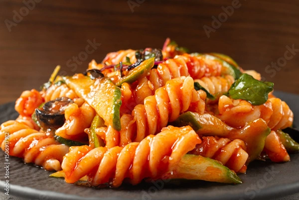 Obraz Fusilli Pasta Salad with Tomato Sauce