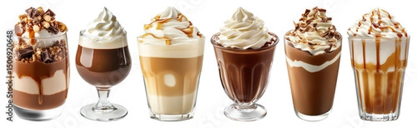 Obraz PNG Delicious coffee dessert drinks, element set on transparent background