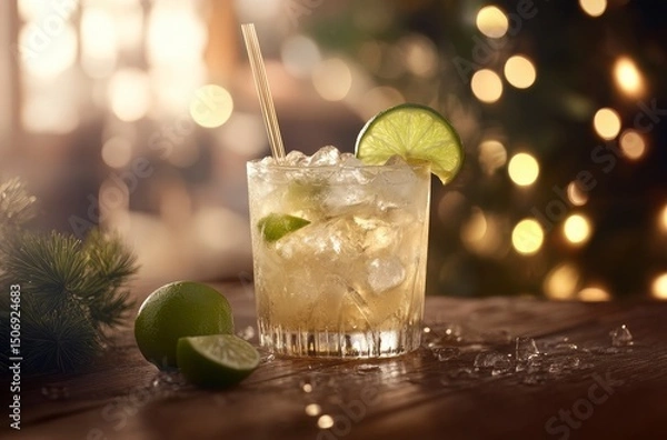 Fototapeta Lime Cocktail with Ice