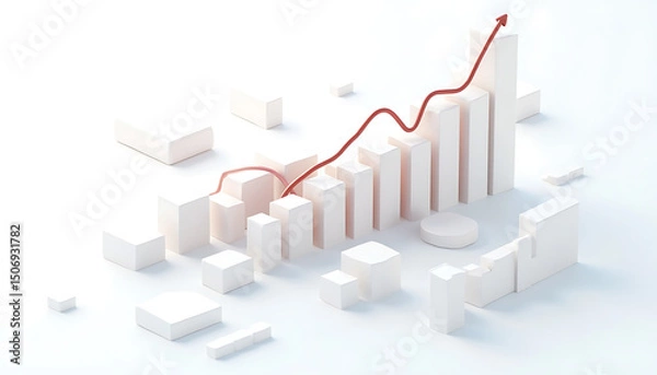 Obraz Growth Chart with Rising Arrow